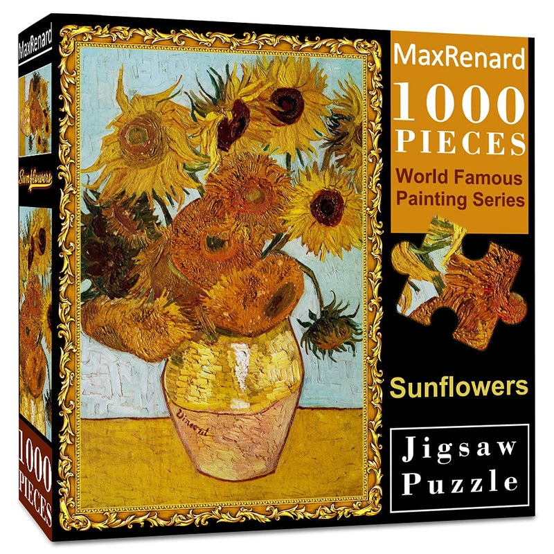 MaxRenard Game Jigsaw Puzzle 1000 Pieces and Up for Adult Toy Fine Art Collection Sunflowers by Vincent Willem Van Gogh - Image 3