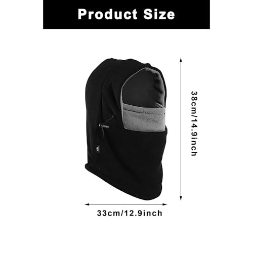 Mealah Balaclava Ski Mask for Men/Women - Cold Weather Windproof Thermal Face Mask Snowboarding Neck Gaiter Black - Image 2