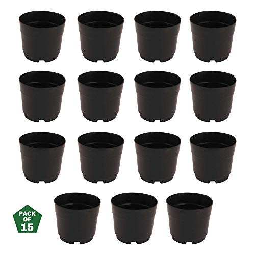 Leafy Tales UV Plastic Round Pots for Plants (6 Inches, Black, Pack of 10) | Lightweight Indoor Outdoor Garden & Balcony Planters - Image 1