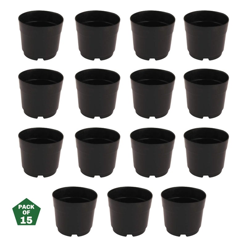 Leafy Tales UV Plastic Round Pots for Plants (6 Inches, Black, Pack of 10) | Lightweight Indoor Outdoor Garden & Balcony Planters - Image 5