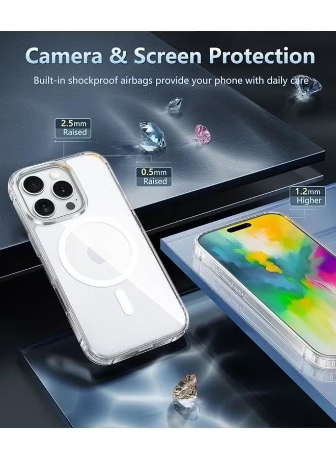 Raxoom MagSafe Compatible Clear Magnetic Case for iPhone 16 Pro Max with Shockproof Drop Protection, Tempered Glass Screen Protector, Camera Guard, Anti-Scratch Design, and Wireless Charging Support - Image 2