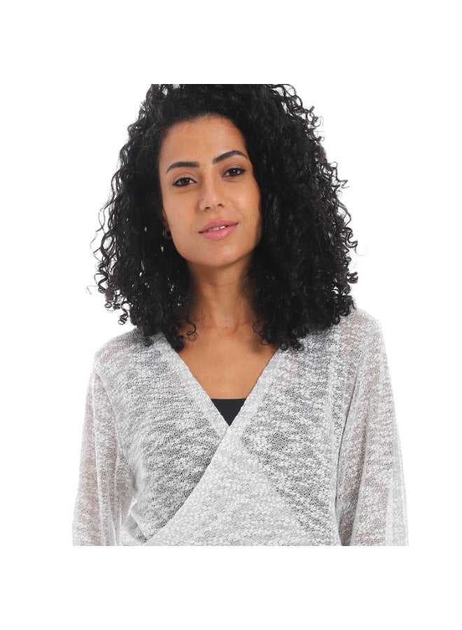 Caesar Women's wrap blouse with waist belt  - Image 5
