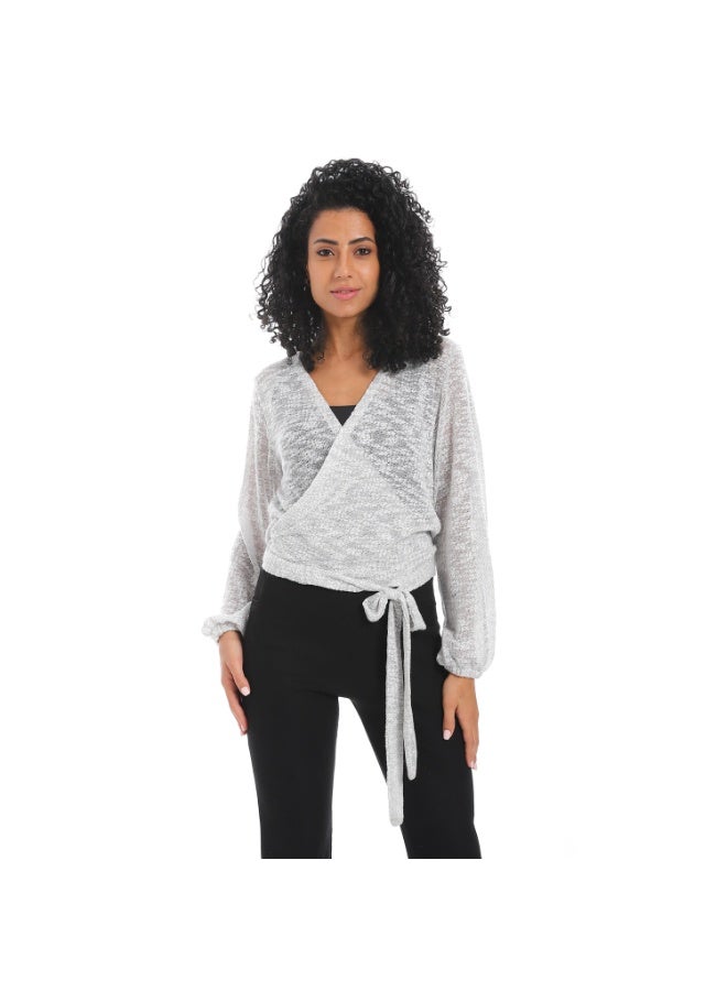Caesar Women's wrap blouse with waist belt  - Image 2