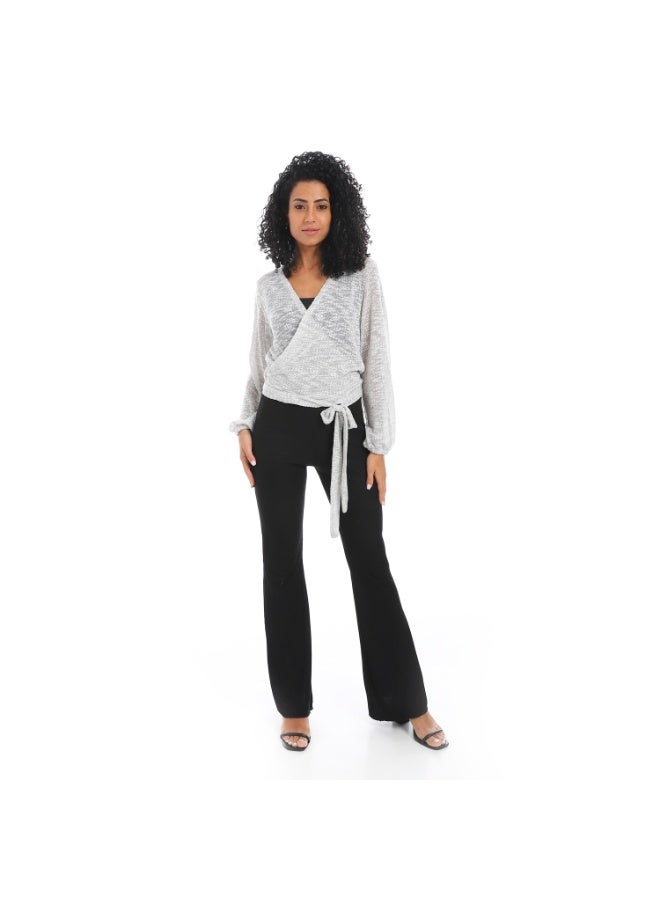 Caesar Women's wrap blouse with waist belt  - Image 1