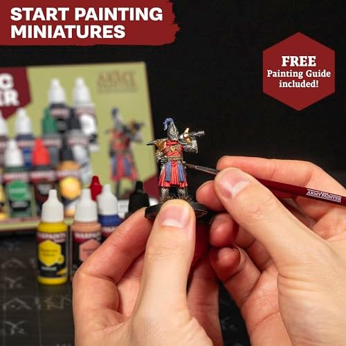 The Army Painter مجموعة البداية من طلاءات الجيش: مجموعة البداية المدمجة، 11 طلاء: 7 ألوان أكريليك، 2 معدني، 1 غسيل، 2 فرشاة و 1 تمثال صغير مجاني، للرسم على النماذج والتماثيل - Image 4