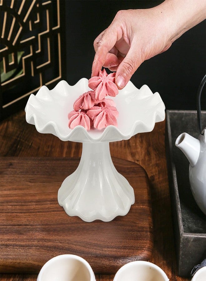 LCJAOF White Ceramic Cake Stand，Kitchen Décor Cake Pedestal Stand Dessert Display Tray Wedding Cake Stands for Birthday Parties, Weddings, Baby Shower,Anniversary and Other Events（5.5 in） - Image 5