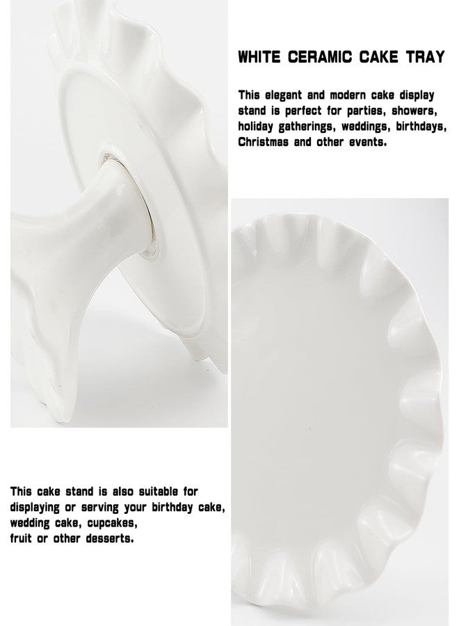 LCJAOF White Ceramic Cake Stand，Kitchen Décor Cake Pedestal Stand Dessert Display Tray Wedding Cake Stands for Birthday Parties, Weddings, Baby Shower,Anniversary and Other Events（5.5 in） - Image 3