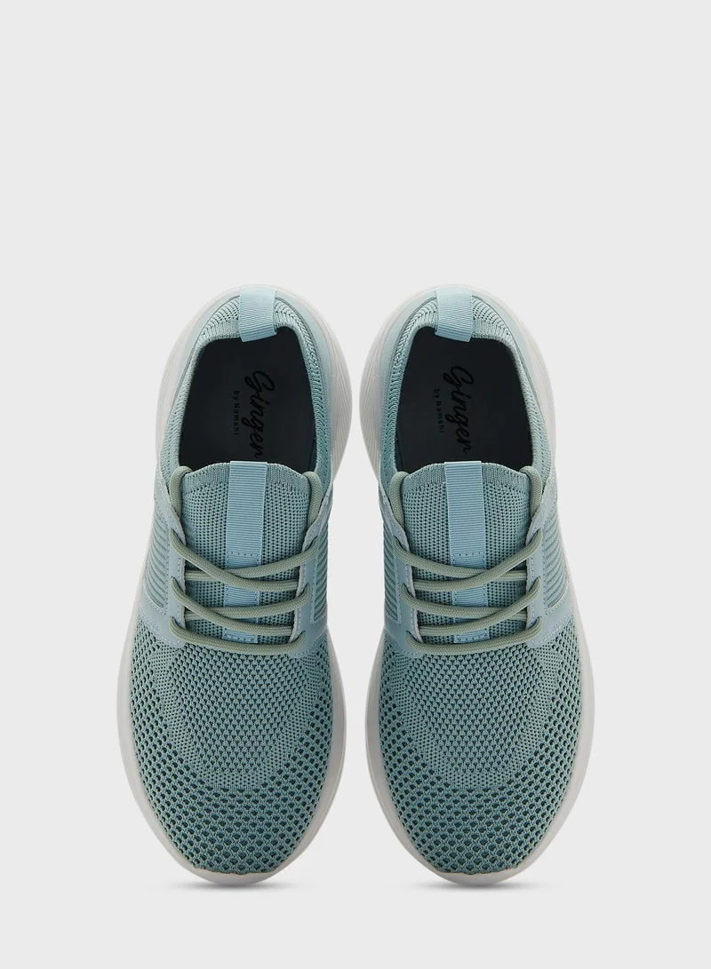Ginger Knit And Pu Sneaker