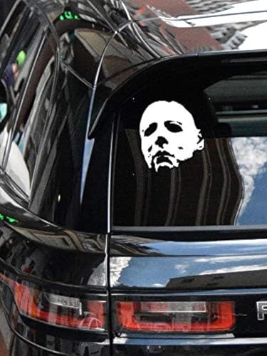 MAZ DISTRIBUTIONS Michael Myers Creepy Face Sticker Vinyl Michael Myers Creepy Halloween Decal for Car Truck and Van Indoor and Outdoor UseWaterproof for Laptop Decal MAZ 369 White 55
