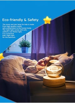 BUPY 3D Solar System Crystal Ball Night Light for Kids Glass Ball Night Lamp with Wood Base Fantasy Decor Crsytal Ball Gifts LED Galaxy Planet NightLights Brithday Gifts for Boys Girls (Saturn)  - Image 3