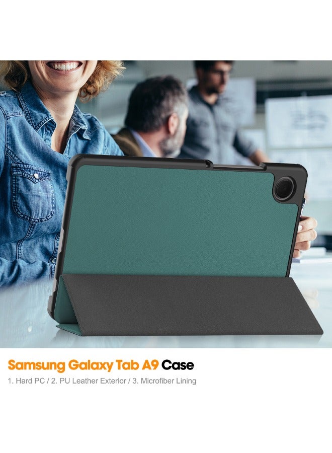 Samsung Galaxy Tab A9 Case, Tri-Fold Smart Tablet Case, Multi-Viewing Angles Stand Hard Shell Folio Case Cover with Auto Wake Sleep for Samsung Galaxy Tab A9 8.7 Inch 2023, Green - Image 5