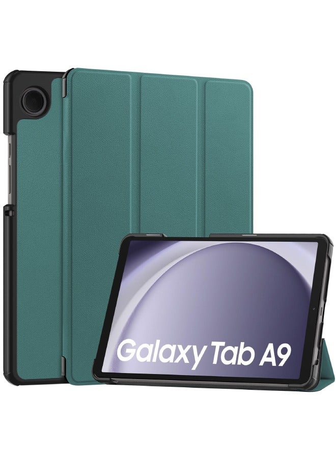 Samsung Galaxy Tab A9 Case, Tri-Fold Smart Tablet Case, Multi-Viewing Angles Stand Hard Shell Folio Case Cover with Auto Wake Sleep for Samsung Galaxy Tab A9 8.7 Inch 2023, Green - Image 1