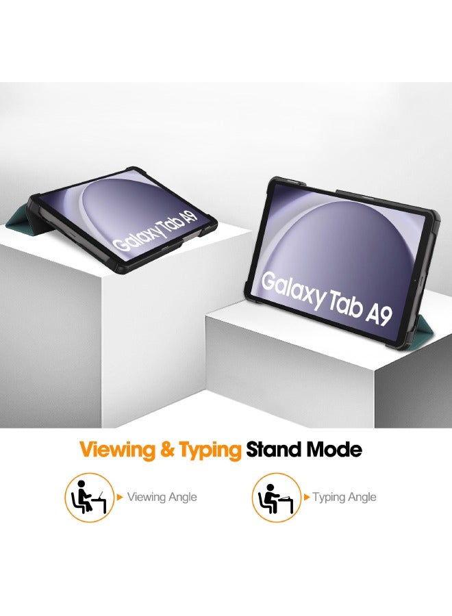 Samsung Galaxy Tab A9 Case, Tri-Fold Smart Tablet Case, Multi-Viewing Angles Stand Hard Shell Folio Case Cover with Auto Wake Sleep for Samsung Galaxy Tab A9 8.7 Inch 2023, Green - Image 2