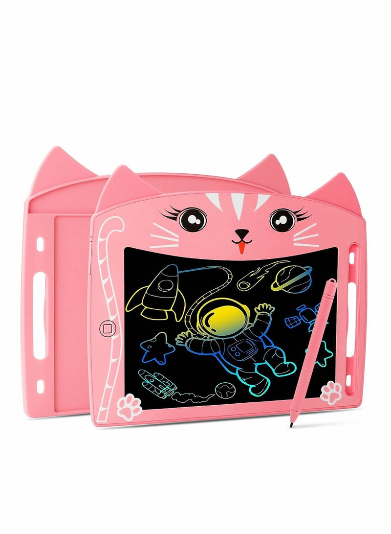 LCD Writing Tablet, 8.5 Inch Doodle Board with Lock Function, Colorful Screen Drawing Pad for Kids, Educational Erasable Toy, Perfect for Preschool Learning and Creativity (Pink Cat Design) - Image 1
