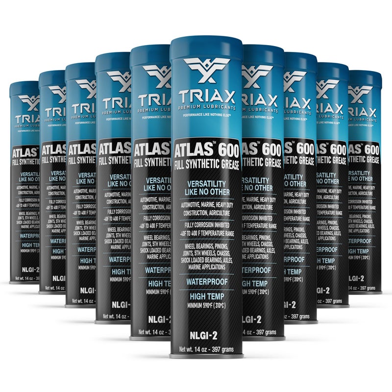 TRIAX Atlas 600 - Full Synthetic Grease - Ultra Duty - All 5th Wheel, Bearings, Joints, Pivots, Bolts - Super Adhesive - Marine - Wide Temp Range -40 F to 450 F - 14 Ounce Cartridge (10 Tube Pack) - Image 1