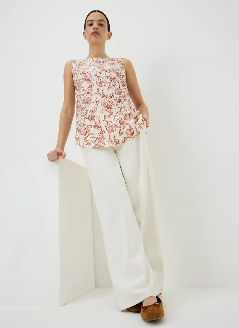 ماتلان Orange Antique Floral Vest Top