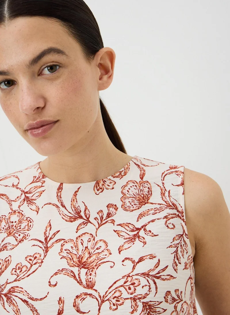 ماتلان Orange Antique Floral Vest Top