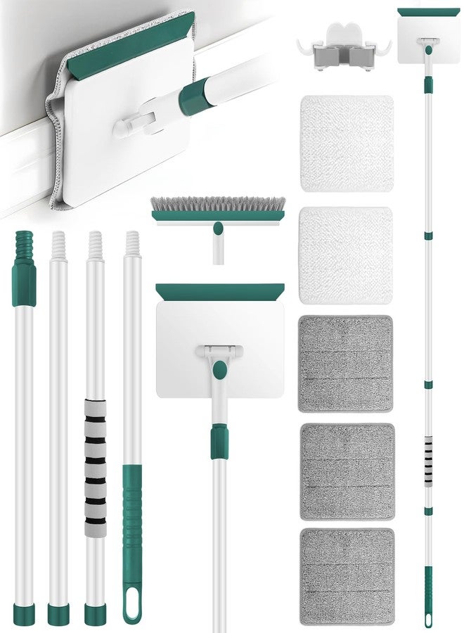 wlich Baseboard Cleaner Tool with Handle, 60" Extendable Long Handle Baseboard Cleaner with 5 Reusable Pads for Baseboards Cleaning, Ceiling, Wall, Floor, Bathroom, Kitchen - Image 1