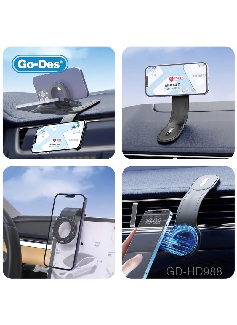GO-DES MagSafe Aluminum Detachable Bendable Magnetic Car Phone Holder, Car Cell Phone HOLDER  - Image 2
