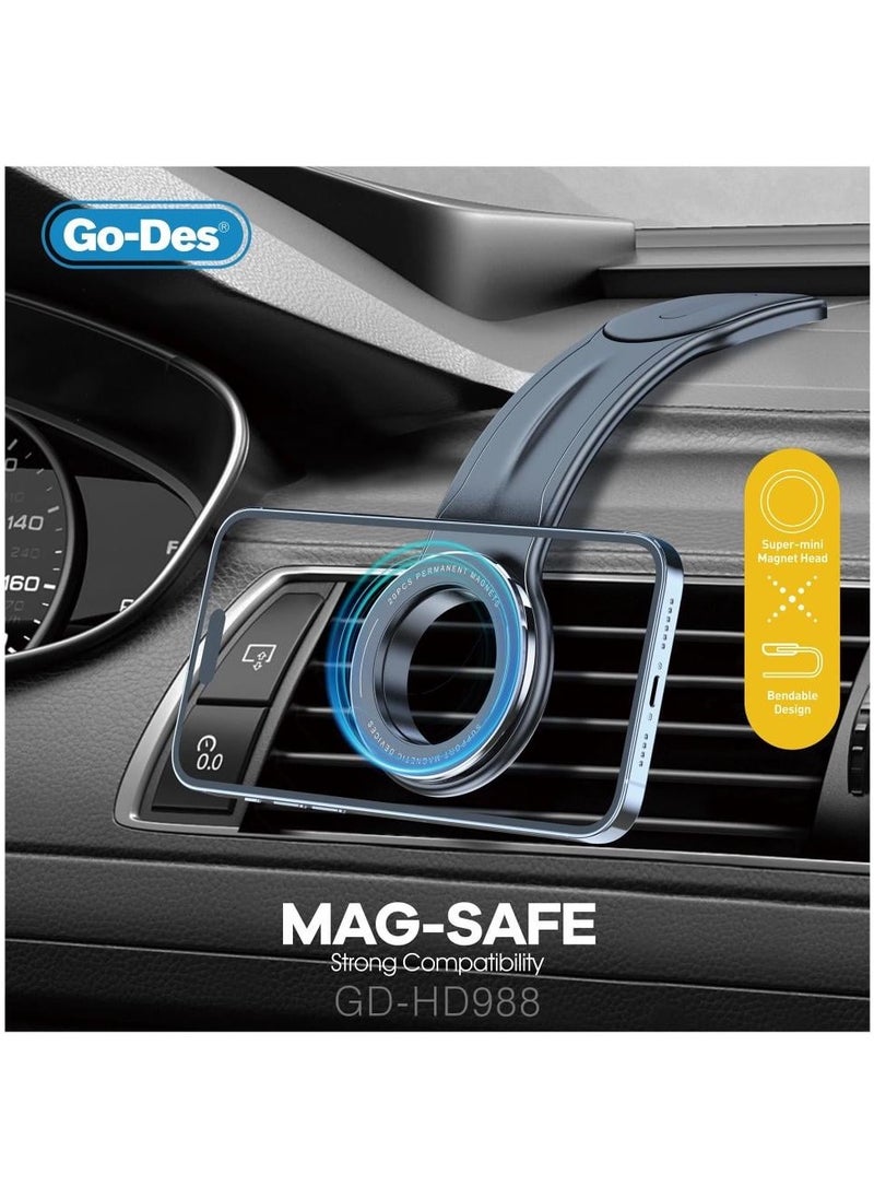 GO-DES MagSafe Aluminum Detachable Bendable Magnetic Car Phone Holder, Car Cell Phone HOLDER  - Image 1