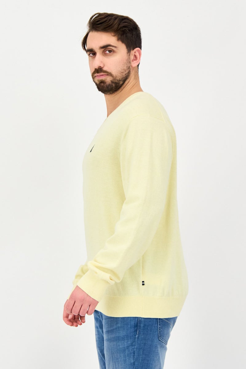 NAUTICA Navtech By Nautica Men V-Neck Knitted  Sweater, Yellow - Image 2