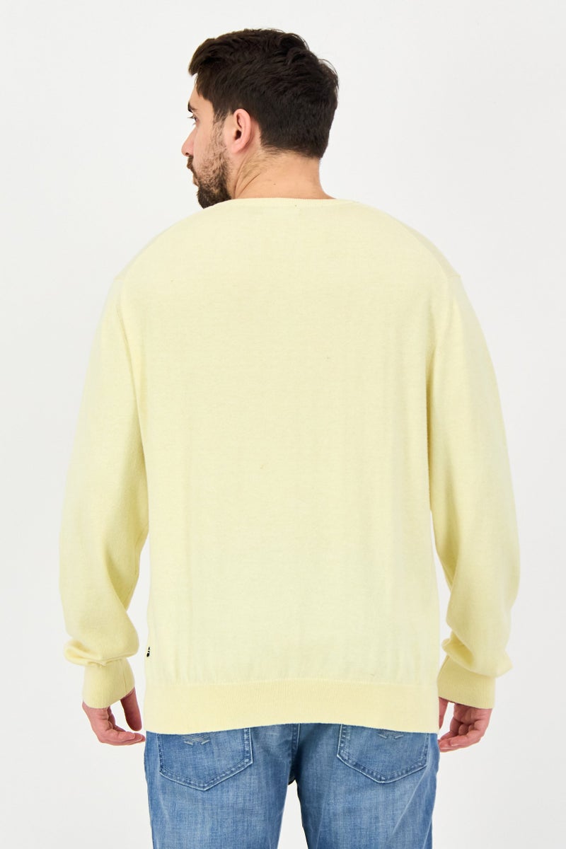 NAUTICA Navtech By Nautica Men V-Neck Knitted  Sweater, Yellow - Image 4