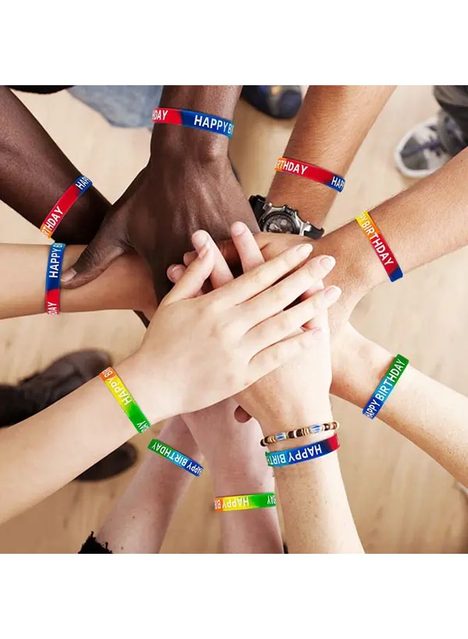 Happy Birthday Rubber Bracelets Stretchy Adjustable Party Favors 10PCSC Assorted Colors - Image 5