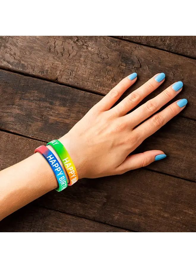 Happy Birthday Rubber Bracelets Stretchy Adjustable Party Favors 10PCSC Assorted Colors - Image 3