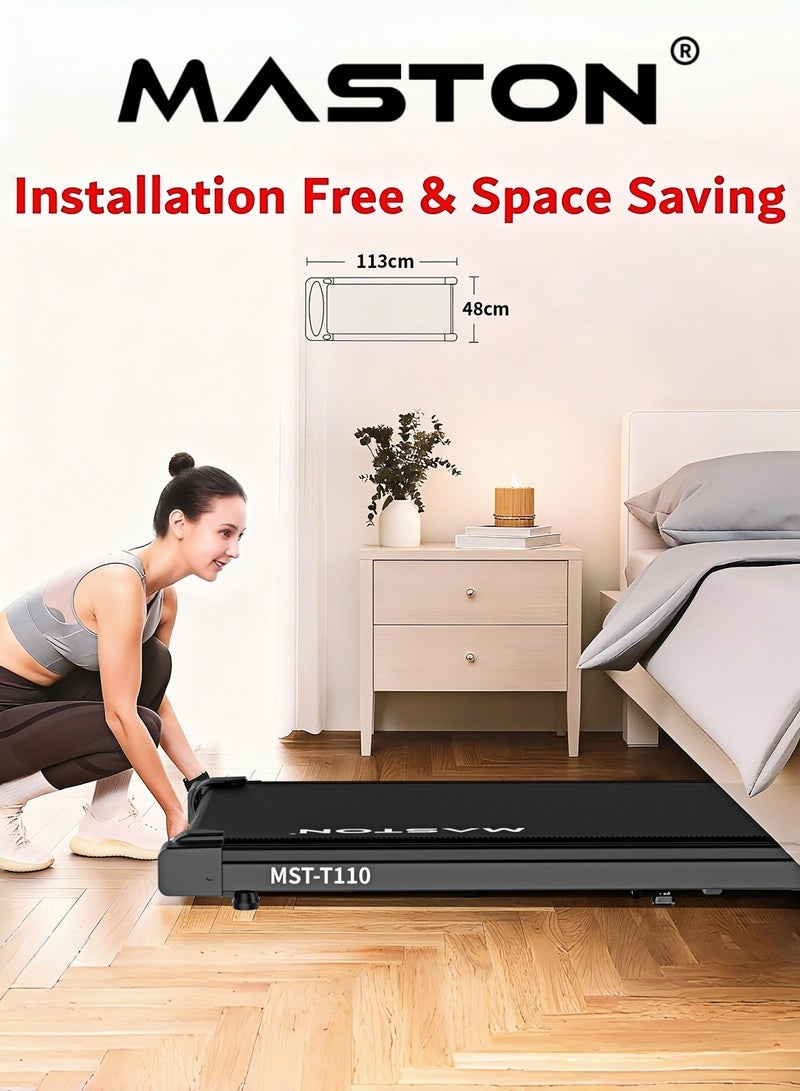Maston Treadmill 1-6Km/h 110Kg Capacity Under Desk Walking Pad With Led Display & Remote Control, Portable Treadmills Motorized Running Machine For Home Office Use - Image 3
