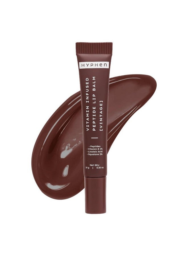 HYPHEN Vitamin-Infused Peptide Tinted Lip Balm - Vintage | 24 Hrs Moisturization | Hydrates, Plumps & Repairs Moisture Barrier | Peptide Lip Balm For Women | Hydrating Lip Balm For Chapped Lips | Vegan & Paraben Free | Plumish Brown Shade - 10G - Image 1
