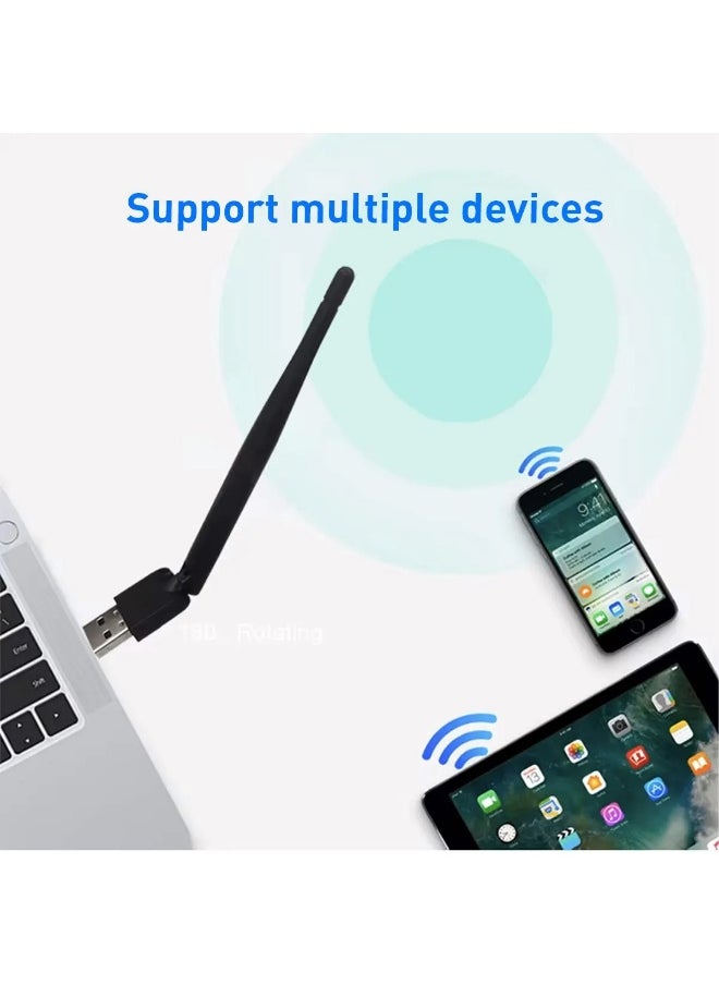 ماركة غير محددة فلاشة واي فاي للكمبيوترTV-MAX USB 2.0 عالية السرعة بزاوية دوران 360 درجة - محول إنترنت لاسلكي متوافق مع جميع الأجهزة والأنظمة - لون أسود  - Image 5