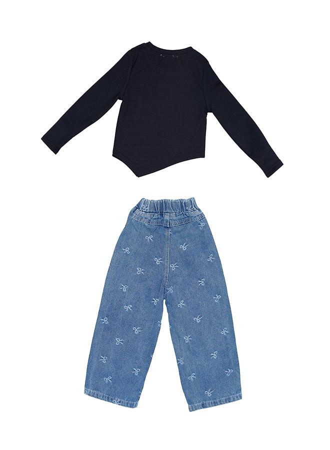babyqlo Butterfly Black Top With Embroidered Jeans - Image 4
