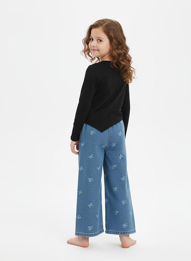 babyqlo Butterfly Black Top With Embroidered Jeans - Image 2