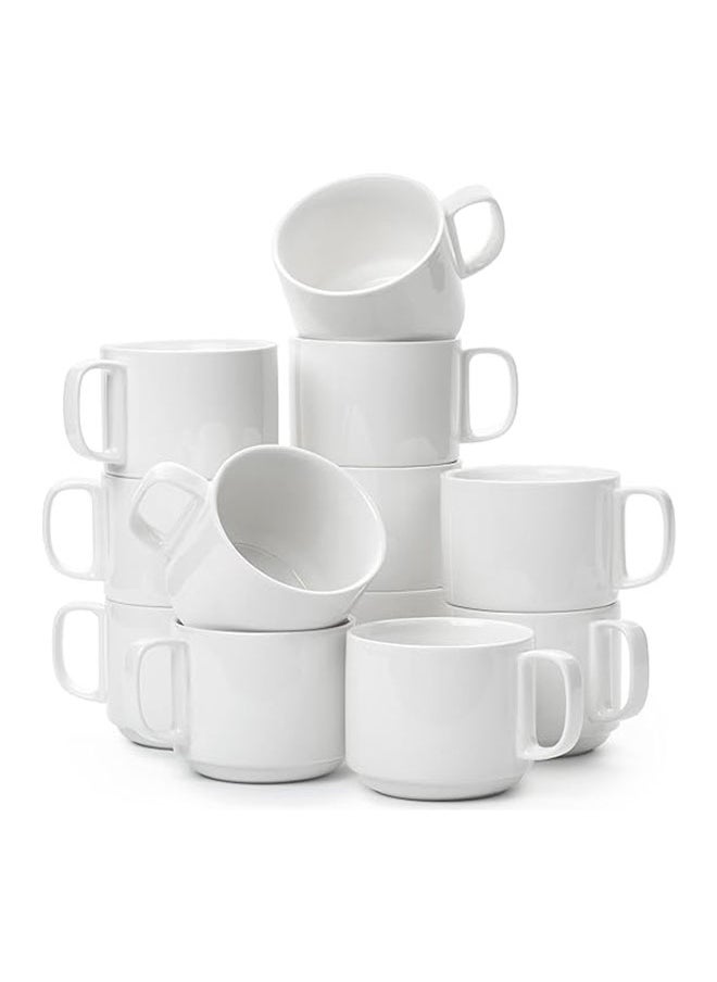 Generic - Stackable Coffee Mugs White 12 Pack 12 Oz (350 Ml) Porcelain Coffee Mugs Stackable Mugs Stacking Mugs Coffee Cup Stacking Set Stacking Coffee Mugs - Image 1