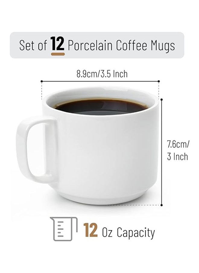 Generic - Stackable Coffee Mugs White 12 Pack 12 Oz (350 Ml) Porcelain Coffee Mugs Stackable Mugs Stacking Mugs Coffee Cup Stacking Set Stacking Coffee Mugs - Image 1
