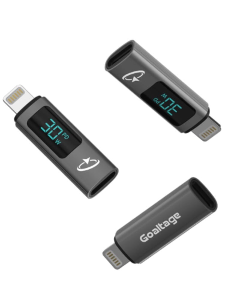 Goaltage ADP05 QuickSync Pro USB-C to Lightning Charging Adapter with Digital Display, Compact Design, Wide Compatibility, High-Speed Data Transfer and Fast-Charging Functionality