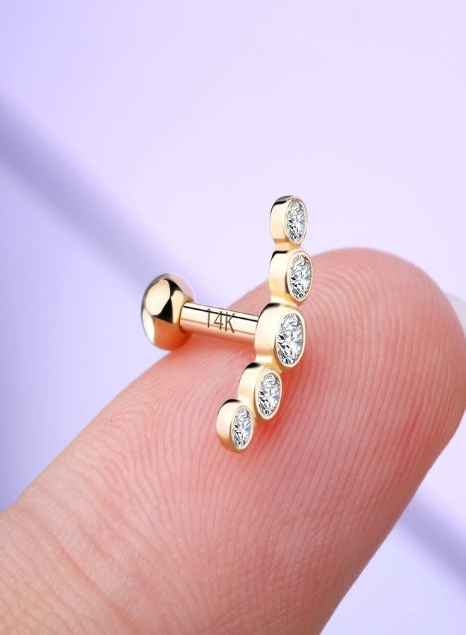 Melighting MeIighting 14K Gold Helix Earrings 16G Clear CZ Cartilage Earrings Tragus Piercing Earrings Stud Earring Body Piercing Jewelry - Image 2