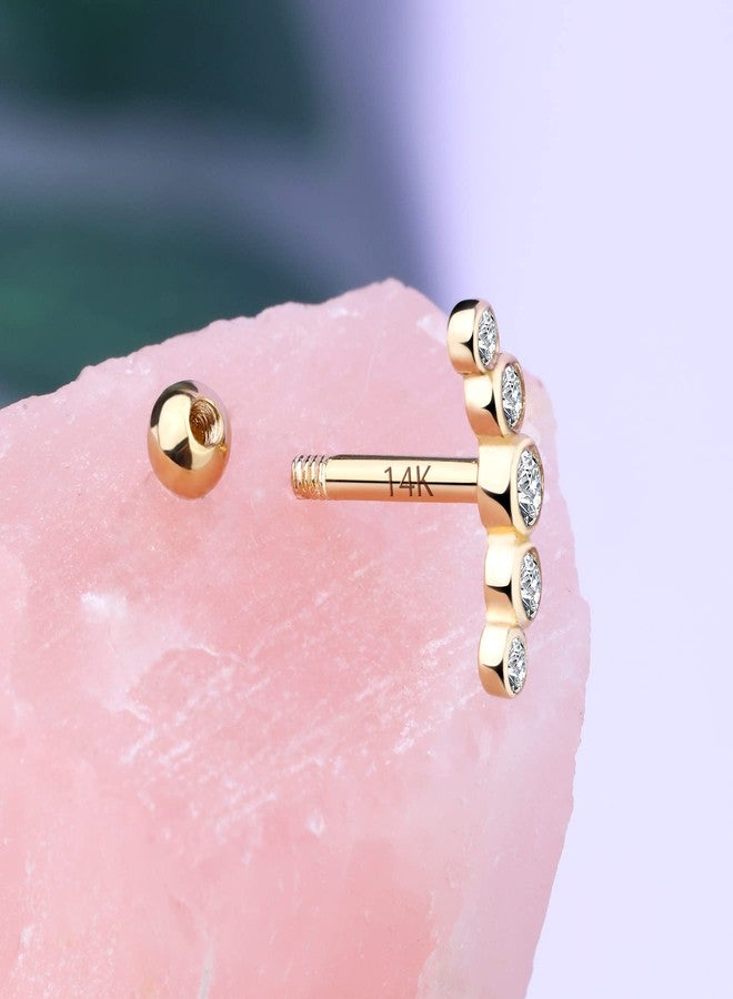 Melighting MeIighting 14K Gold Helix Earrings 16G Clear CZ Cartilage Earrings Tragus Piercing Earrings Stud Earring Body Piercing Jewelry - Image 4