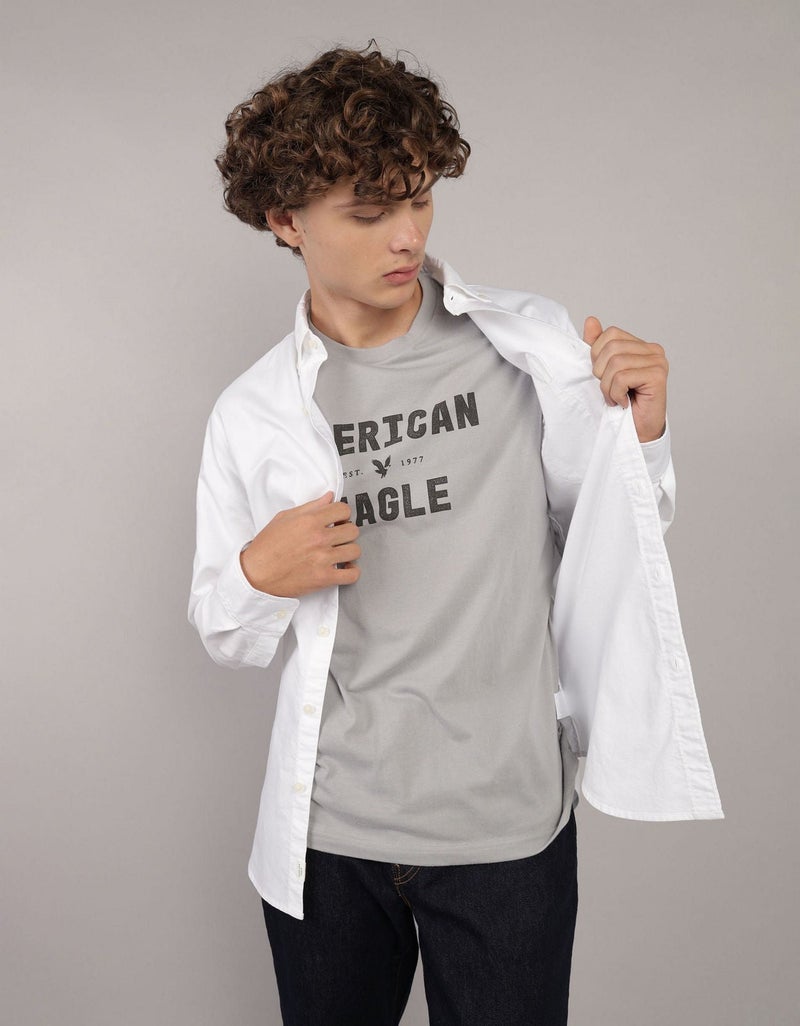 American Eagle AE Slim Fit Everyday Oxford Button-Up Shirt - Image 1