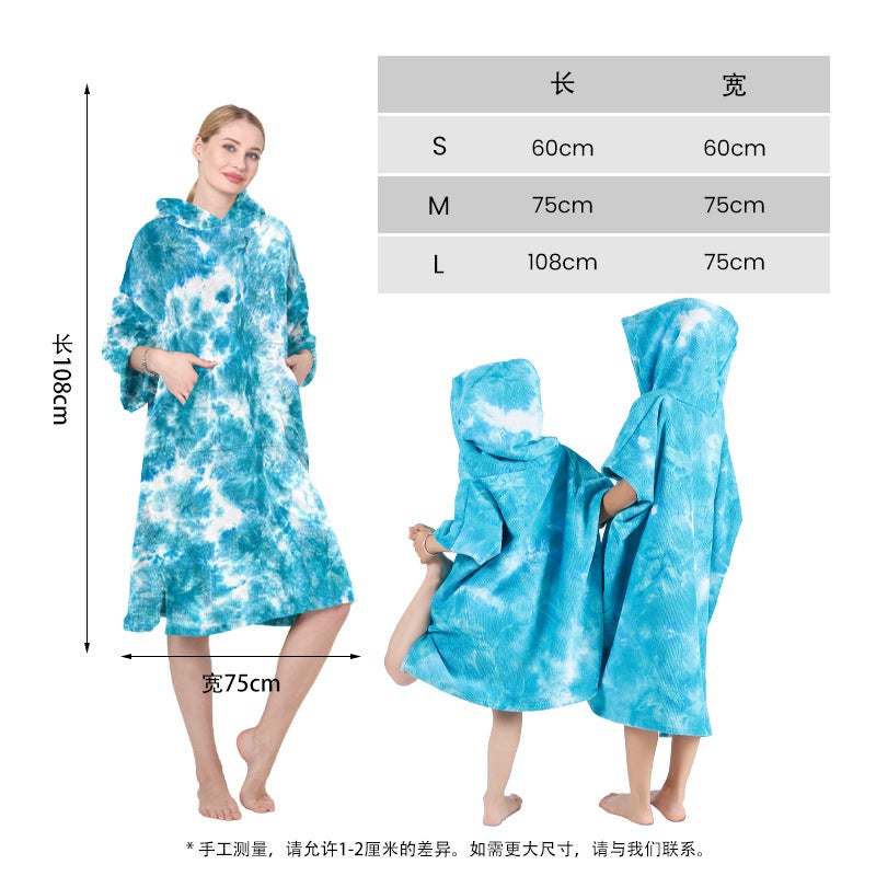 Microfiber Quick-Drying Cloak Terry Changing Bathrobe Beach Surfing Swimming Warm Adult Beach Cloak Bath Towel - Image 4