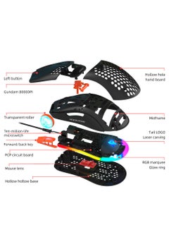 Rock Pow ROCK POW Honeycomb Gaming Mouse Ultralight High-Precision 8000 DPI Optical Sensor 6 Programmable Buttons RGB Ergonomic Wired RGB Gaming Mice for Mac Laptop Computer PC  - Image 2