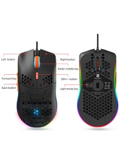 Rock Pow ROCK POW Honeycomb Gaming Mouse Ultralight High-Precision 8000 DPI Optical Sensor 6 Programmable Buttons RGB Ergonomic Wired RGB Gaming Mice for Mac Laptop Computer PC  - Image 4