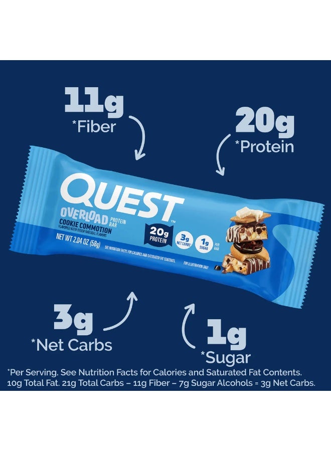 Quest Nutrition Quest Overload Protein Bar – Cookie Commotion Flavor, High Protein, Low Sugar, Gluten-Free, 58g (Box of 12 Bars) - Image 5