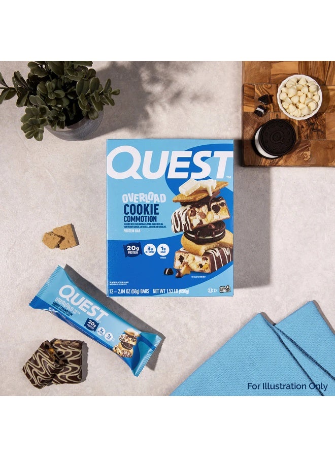 Quest Nutrition Quest Overload Protein Bar – Cookie Commotion Flavor, High Protein, Low Sugar, Gluten-Free, 58g (Box of 12 Bars) - Image 3