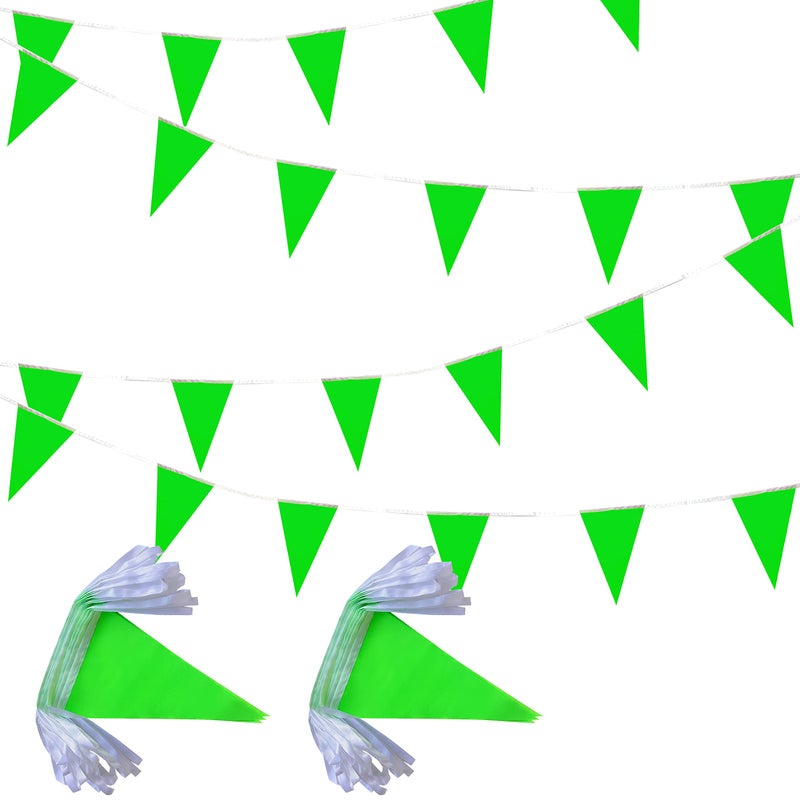 LyButty 100 Feet Green Pennant Banners Flags String Hanging Triangle Bunting FlagsParty Decorations for Grand OpeningKids BirthdayCarnival60 PCS