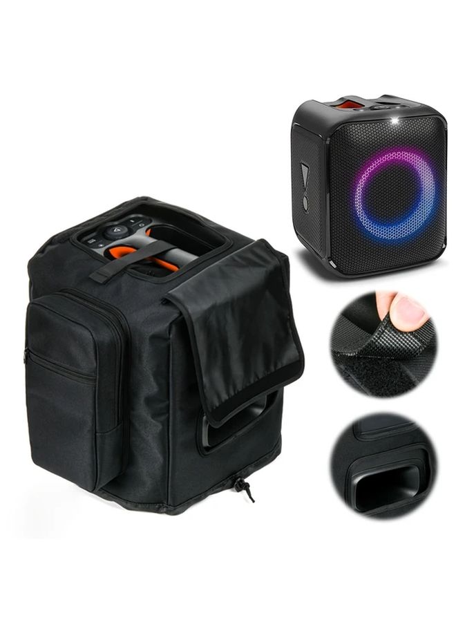 Black Nylon 600D Twill Speaker Cover with Side Pocket for Equipment Protection - Image 1