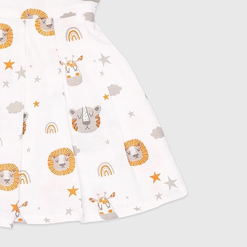 Kidbea Muslin Cotton Sleeveless Frock Clothes for Baby Girl Dresses | Tiger | Butterfly Print | Pack of 2 (0-3 Months) - Image 5