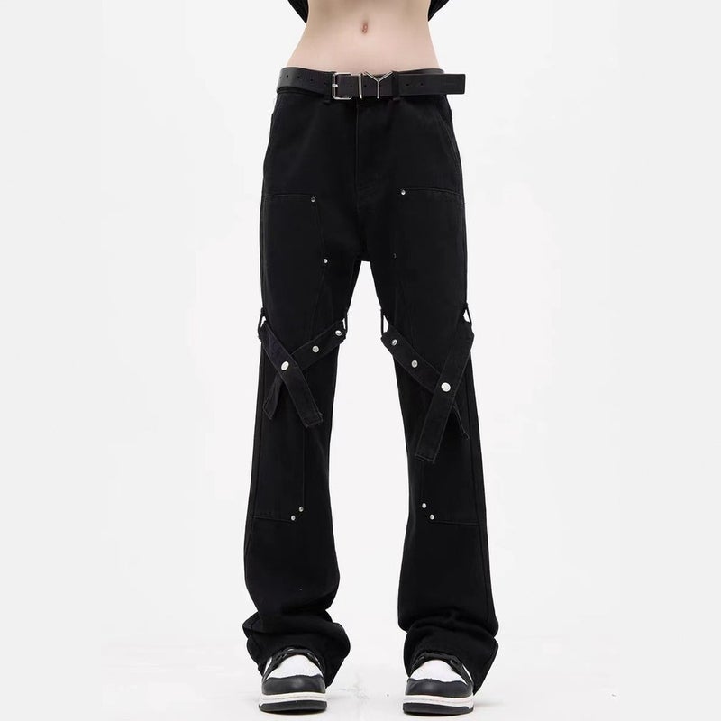 Unisex Classic Denim Jeans Loose Fit Daily Outdoor Wear - Image 1