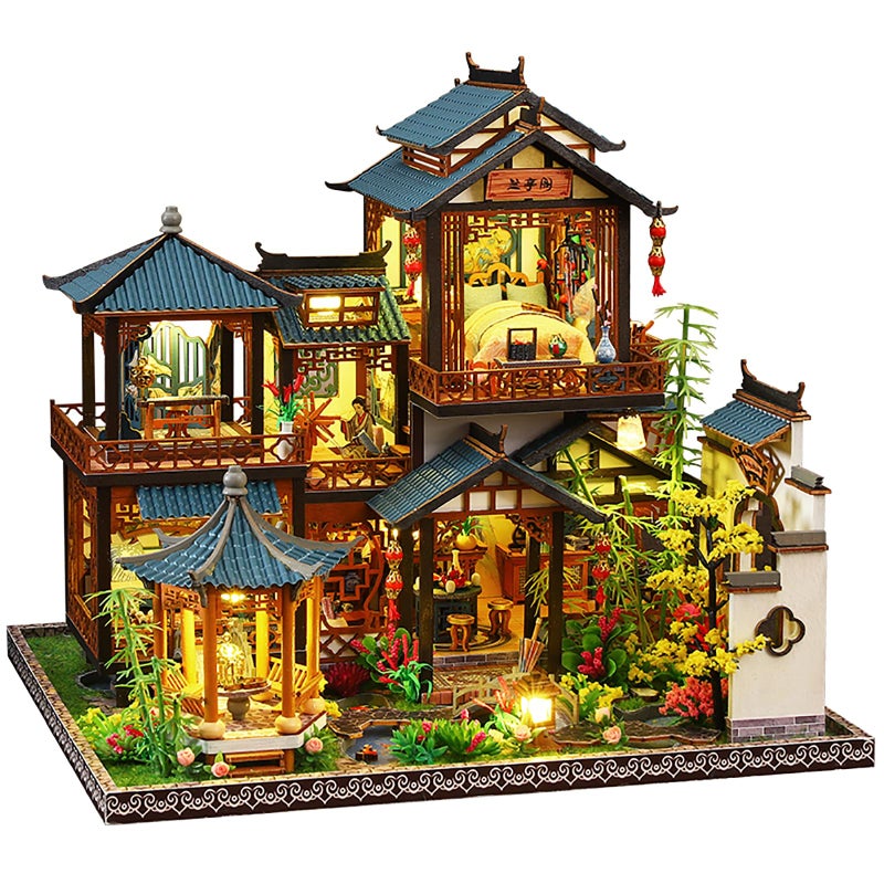 Shylamb DIY Book Nook Kit DIY Miniature Dolls House Kit with Furniture and LED Light 3D Puzzle Wooden Art Bookends Model Kits for Adults to Build Yayun Lanting - Image 3