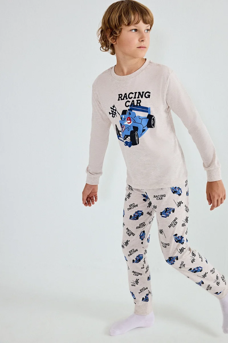 ديفاكتو Boy Printed Long Sleeve Top and Trousers Pyjama Set